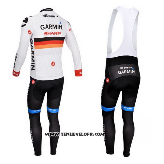 2013 Maillot Ciclismo Garmin Sharp Champion Allemagne Manches Longues et Cuissard